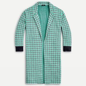 Ella open-front long sweater-blazer plaid-Medium